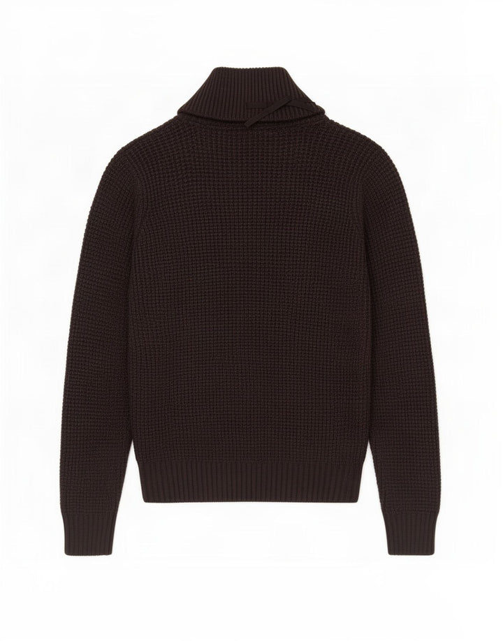 Maglione da uomo con collo a scialle ONE WAY in lana grigio medio