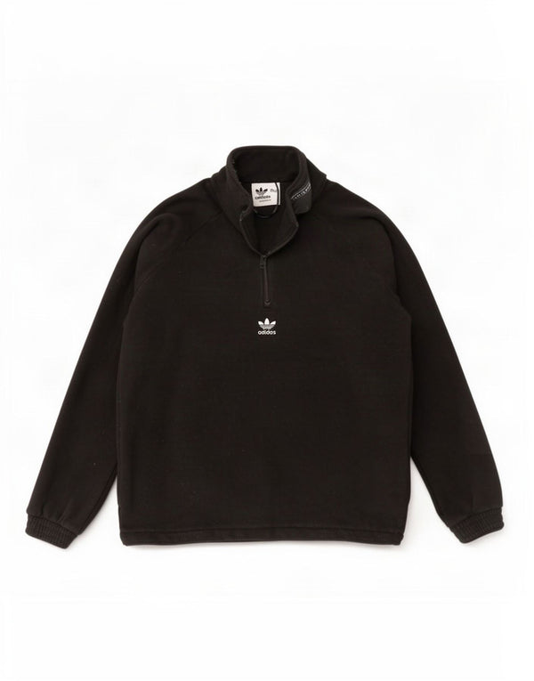 Maglione in pile Adidas da uomo con grafica con zip e collo XL in poliestere nero