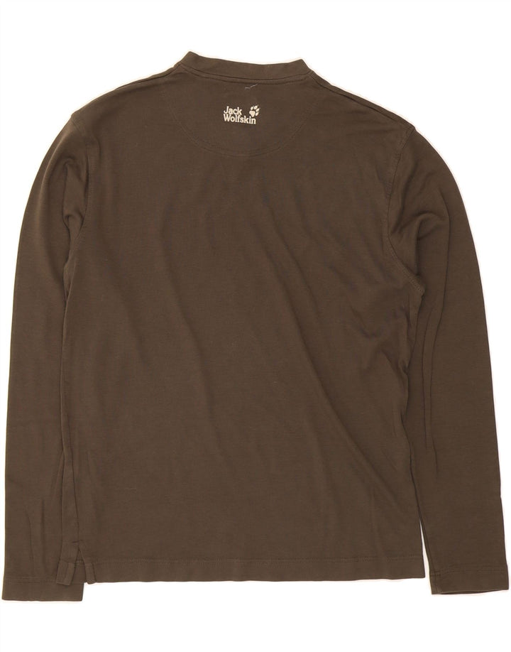 JACK WOLFSKIN Mens Graphic Top Long Sleeve Medium Brown Cotton Vintage Jack Wolfskin and Second-Hand Jack Wolfskin from Messina Hembry 