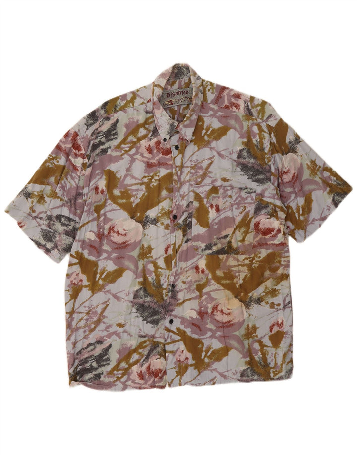 Camicia vintage da uomo a maniche corte XL multicolore floreale