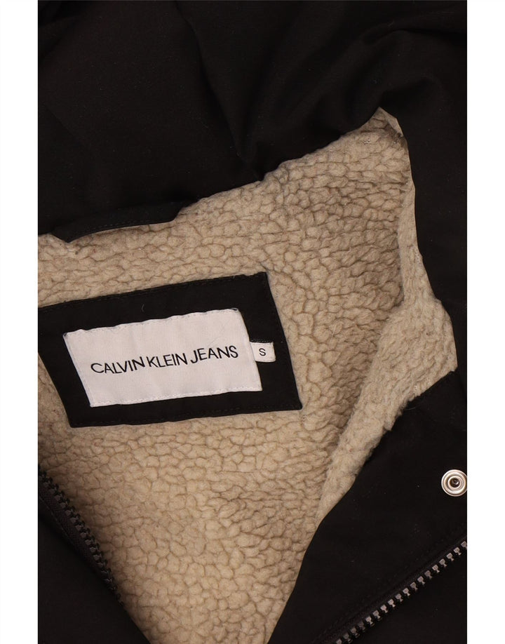 Giacca Parka Sherpa oversize da donna Calvin Klein Jeans UK 10 piccola nera