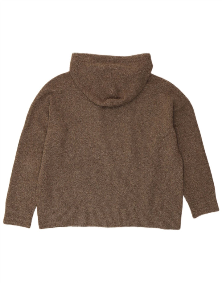 Maglione oversize con cappuccio da donna Zara UK 10 piccolo poliestere marrone