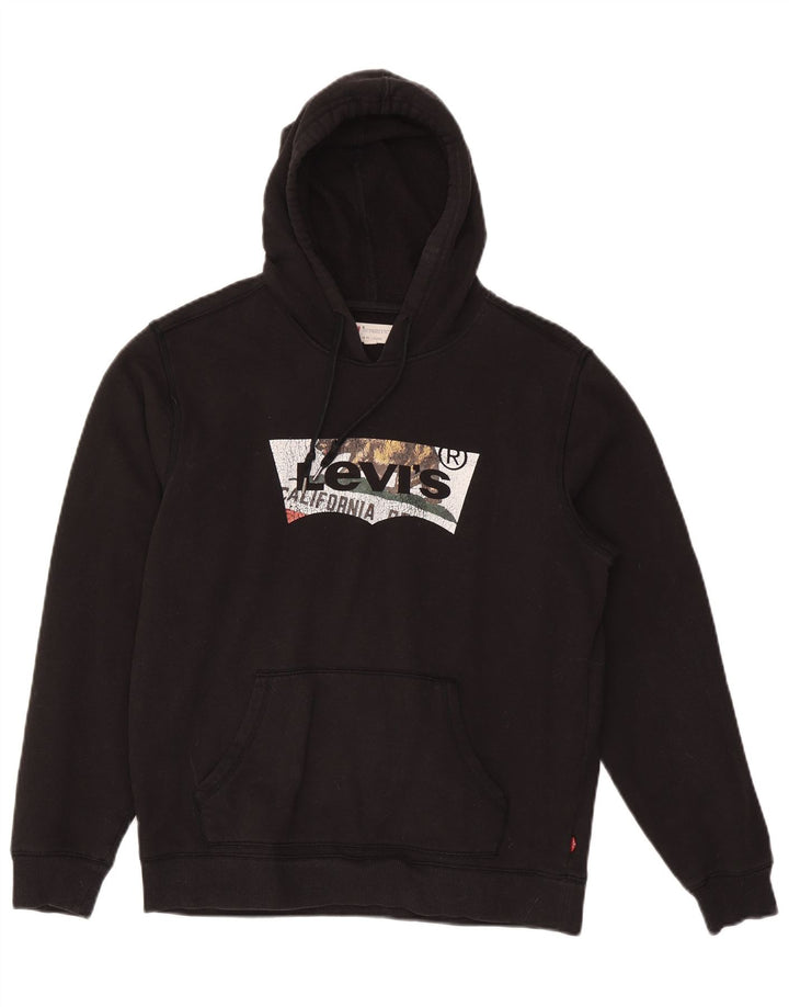 Maglione con cappuccio grafico da donna Levi's UK 14 cotone nero medio