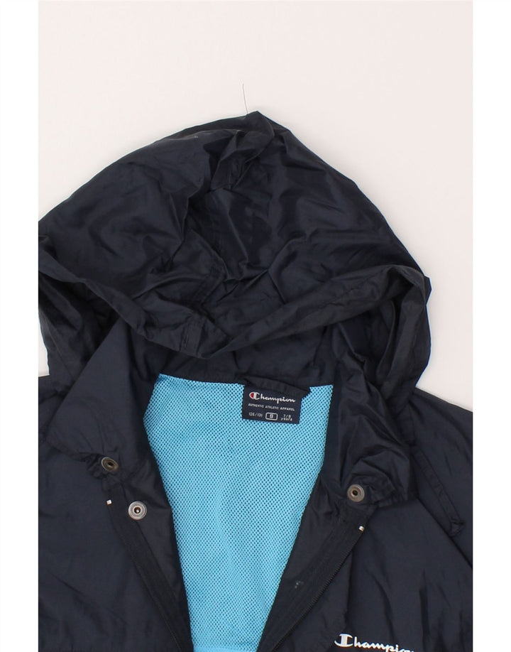 CHAMPION Boys Hooded Rain Jacket 7-8 Years Small  Navy Blue Polyamide Vintage Champion and Second-Hand Champion from Messina Hembry 