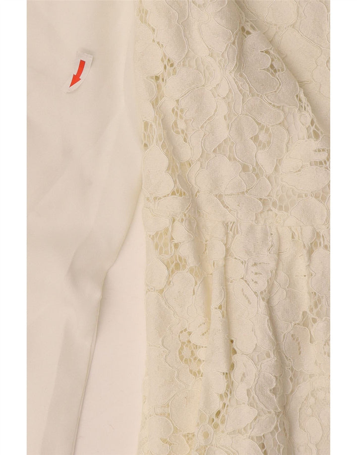 French Connection Camicetta da donna con maniche a 3/4 Top UK 10 Piccolo floreale bianco
