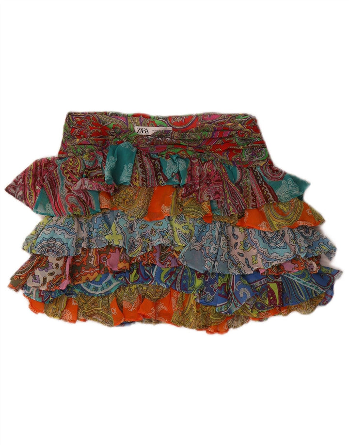 Mini gonna a strati da donna Zara XS W24 Poliestere Paisley multicolore