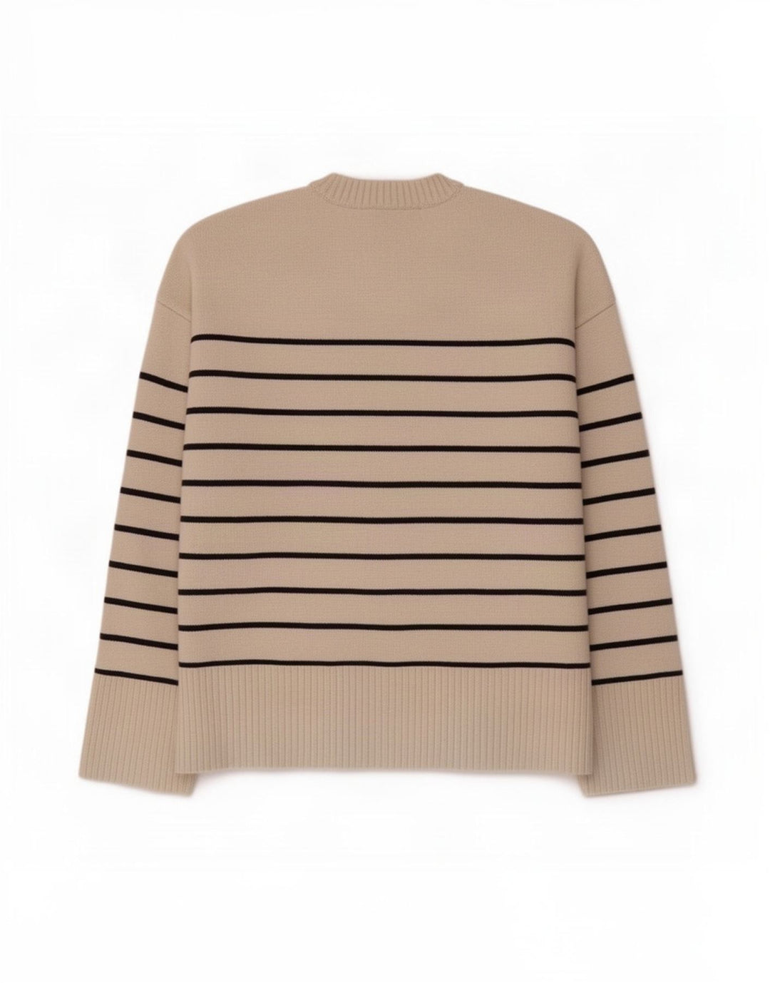 Maglione girocollo oversize da donna Zara UK 14 a righe beige medio