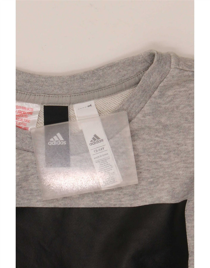 Felpa grafica Adidas da bambino 13-14 anni in cotone grigio