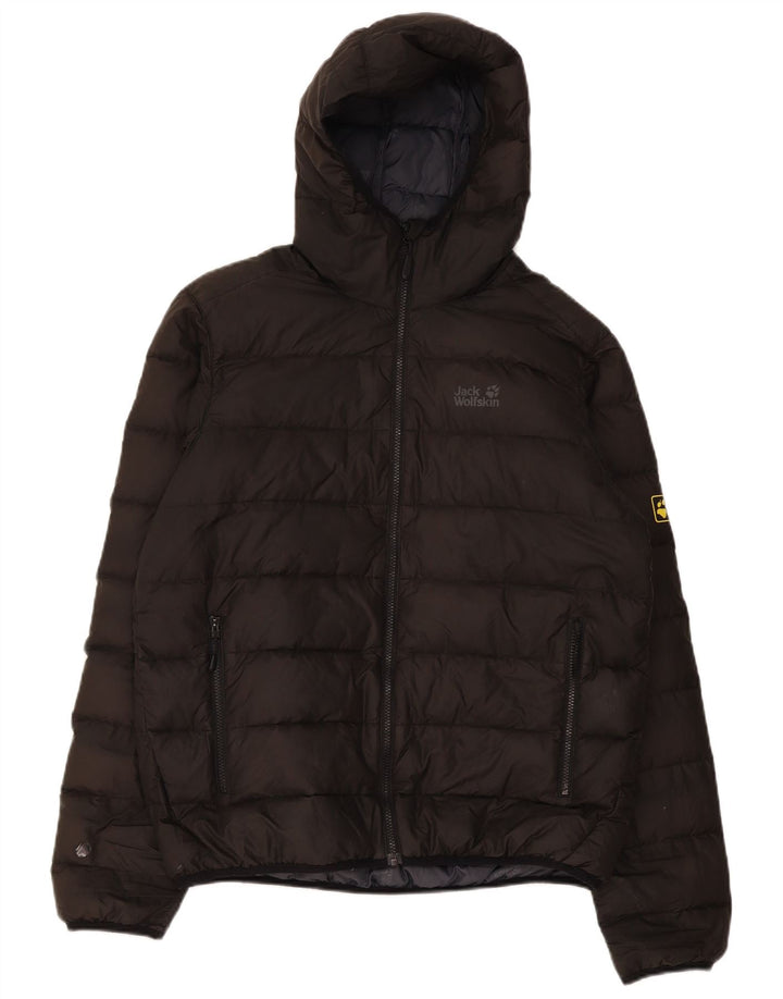 Giacca imbottita con cappuccio da uomo Jack Wolfskin UK 40/42 grande poliestere nero