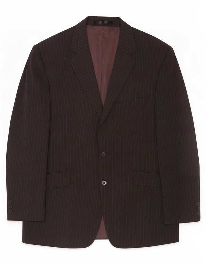 Giacca blazer a 2 bottoni Marks & Spencer da uomo UK 42 grande gessato nero