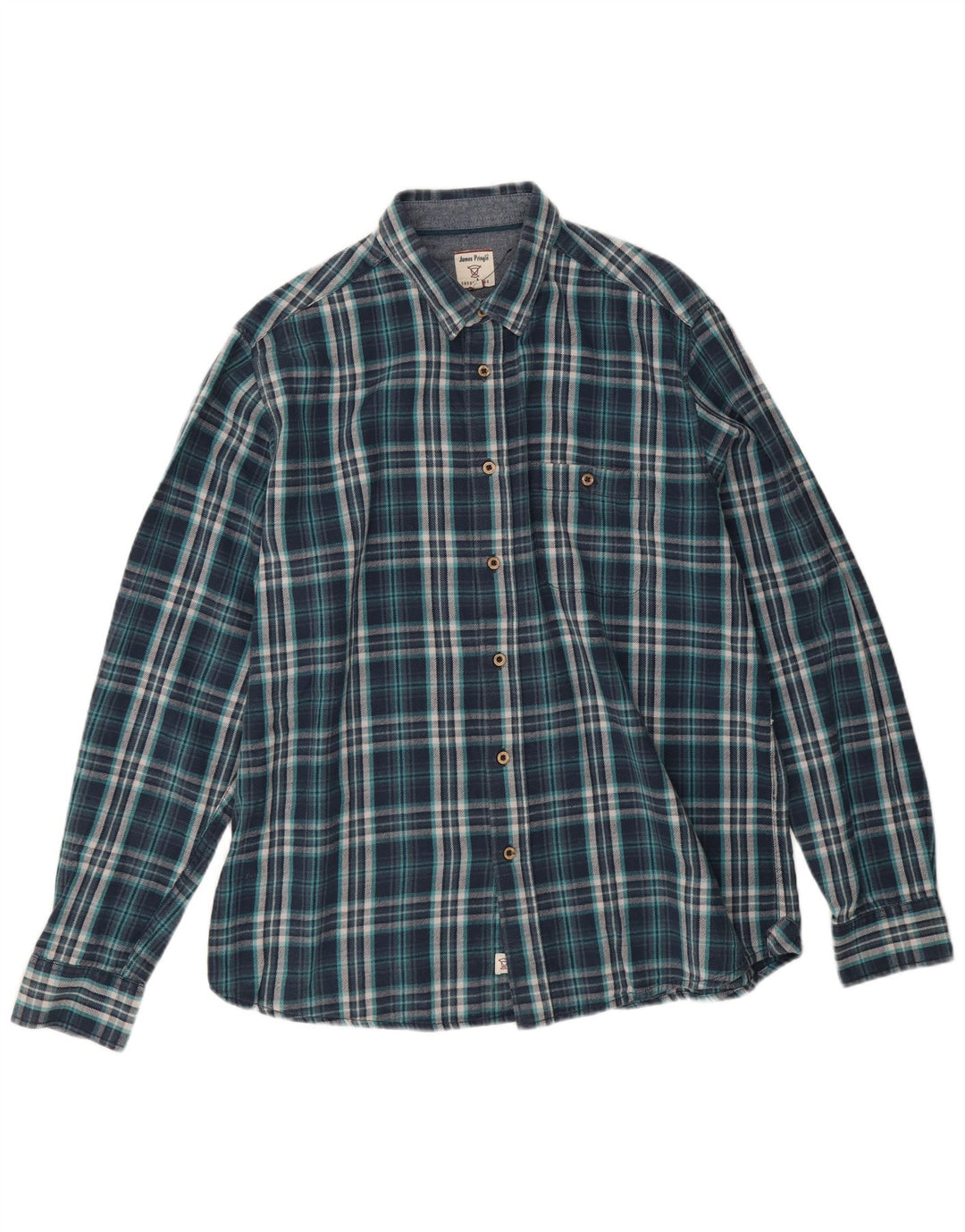 Camicia da uomo in flanella James Pringle, cotone a quadri blu navy grande