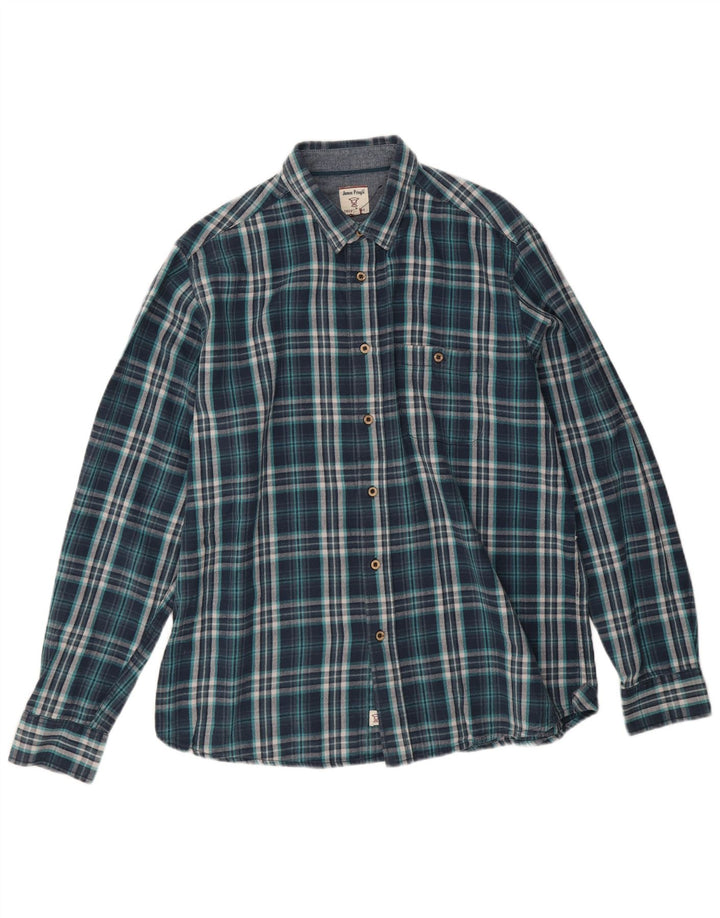 Camicia da uomo in flanella James Pringle, cotone a quadri blu navy grande