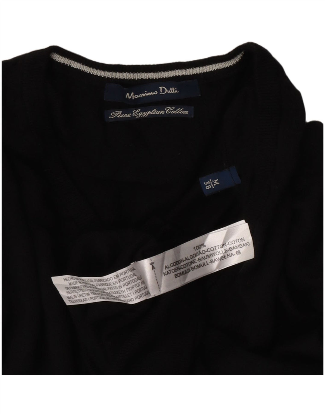 Maglione da uomo con scollo a V Massimo Dutti in cotone nero medio