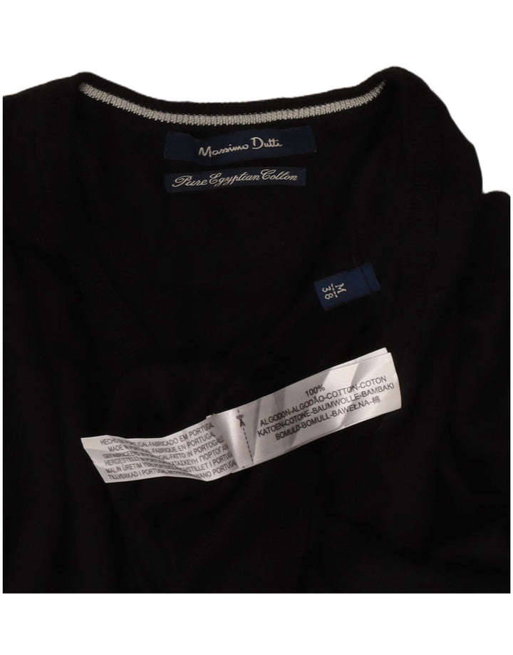 Maglione da uomo con scollo a V Massimo Dutti in cotone nero medio
