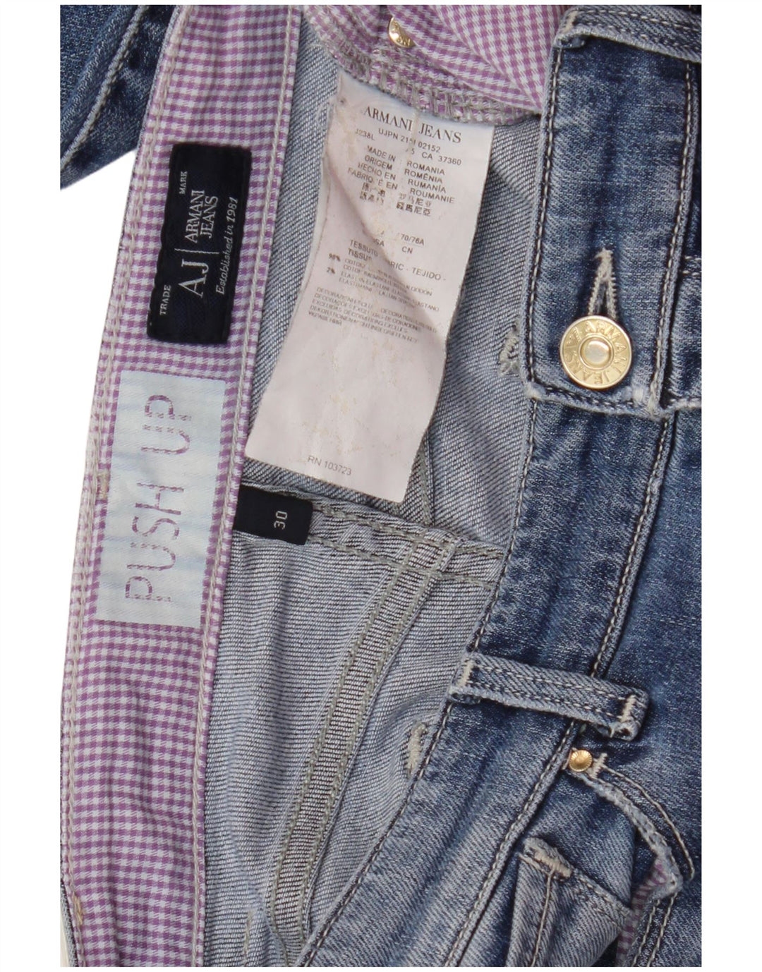 Jeans skinny da donna ARMANI W30 L30 cotone blu