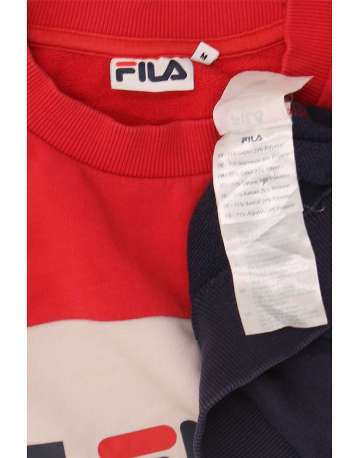 Felpa grafica da donna Fila Jumper UK 14 Cotone color block rosso medio