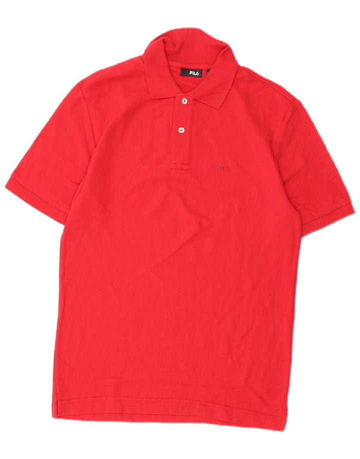 Polo da uomo Fila in cotone rosso medio