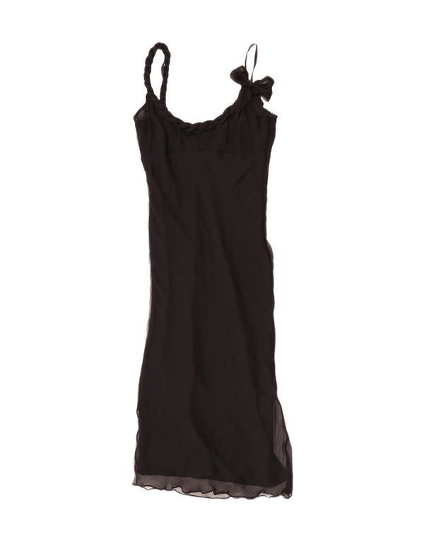 Abito lungo senza maniche da donna Karen Millen UK 12 Seta nera media