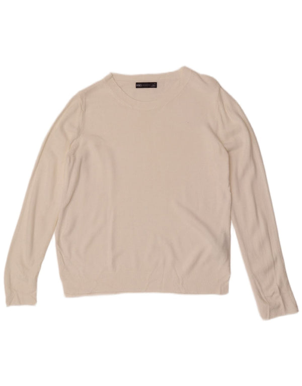 Maglione da donna Marks & Spencer con scollo a barca UK 14 Acrilico bianco medio