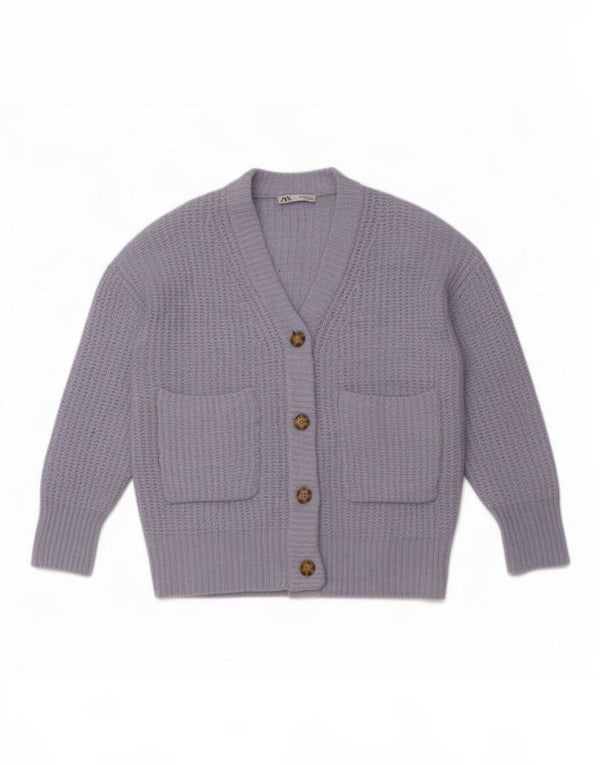 Maglione cardigan oversize da donna Zara UK 14 Poliestere blu medio