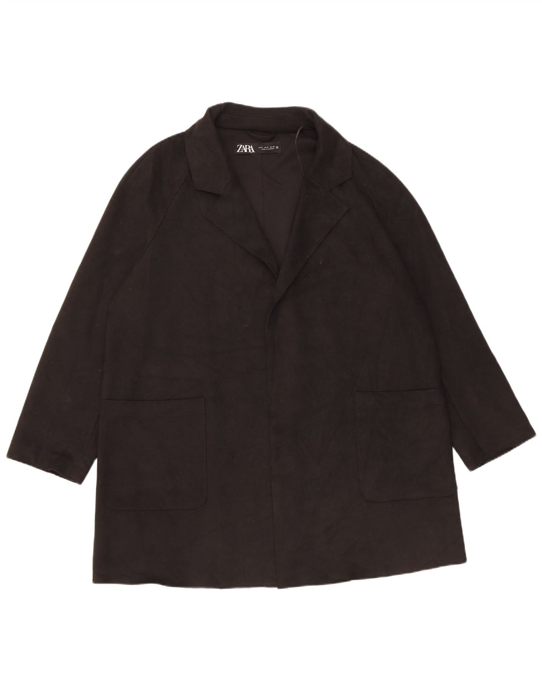 Soprabito oversize aperto da donna Zara UK 10 piccolo classico in poliestere nero
