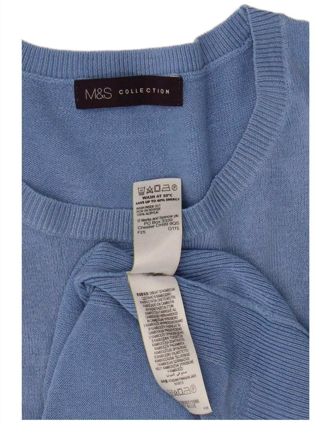 Maglione maglione con scollo a barca da donna Marks & Spencer UK 14 Acrilico blu medio