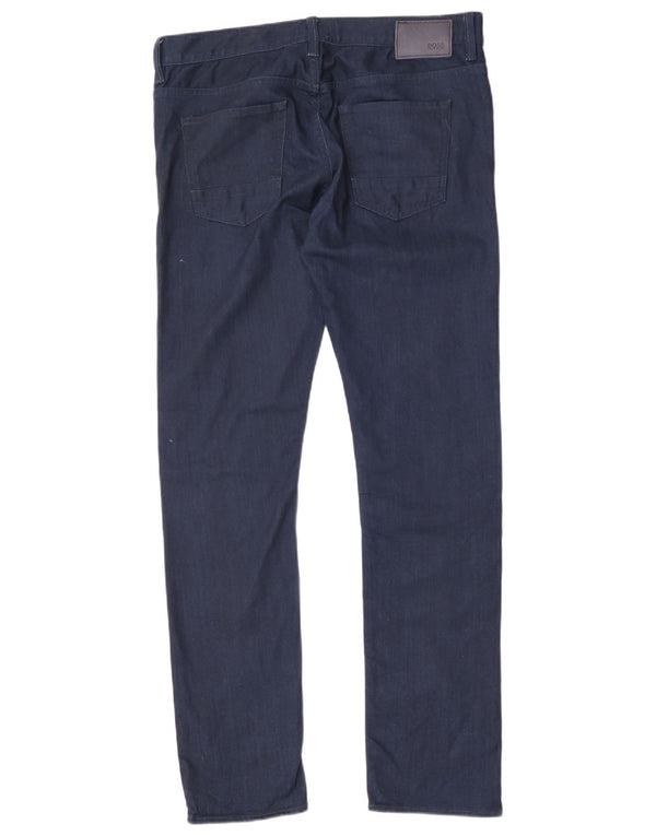 Pantaloni casual slim da uomo Hugo Boss W34 L32 cotone blu navy