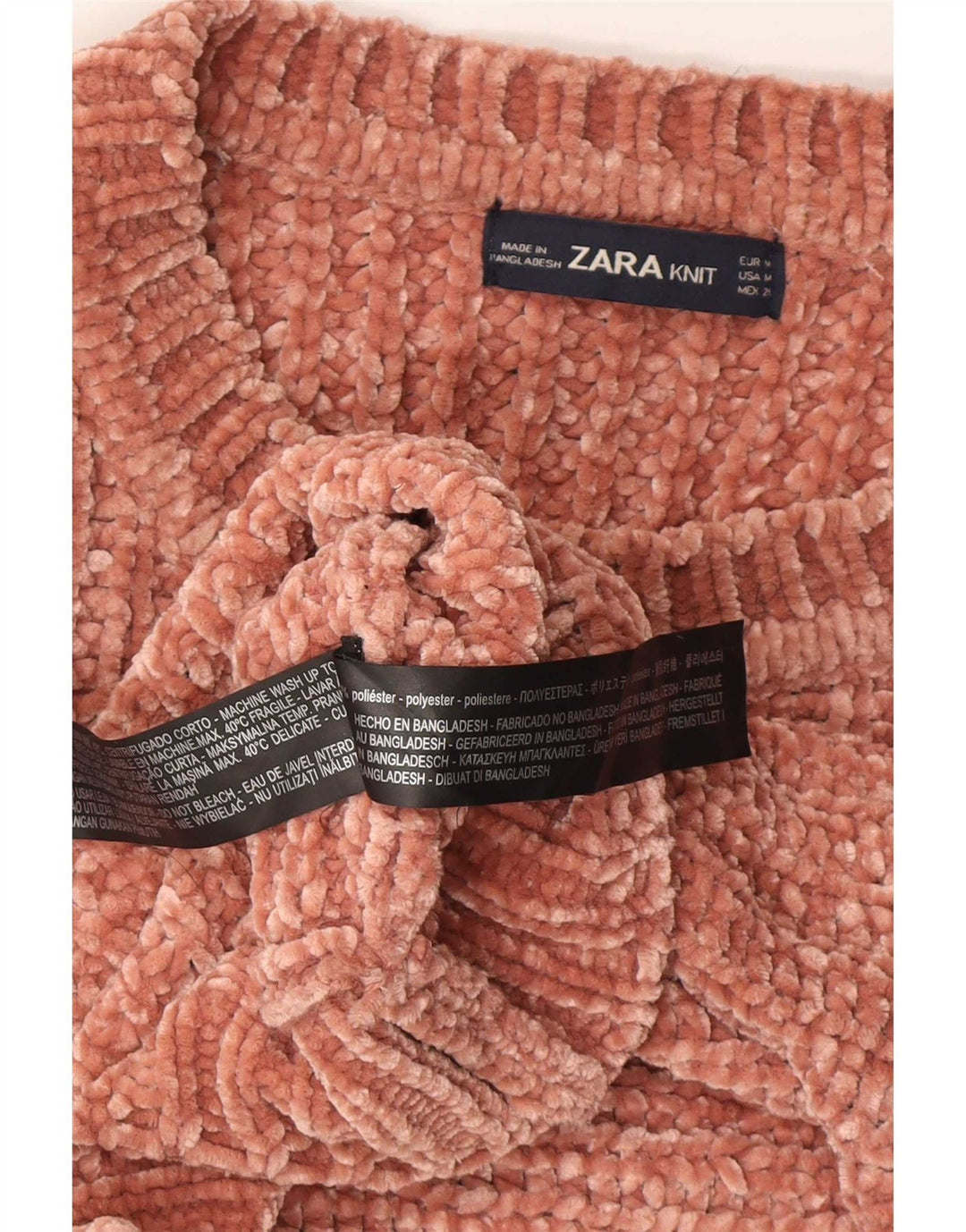 Maglione maglione con scollo a barca da donna Zara UK 14 Poliestere marrone medio