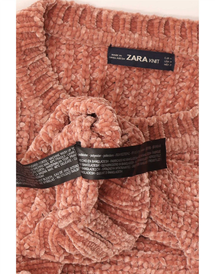 Maglione maglione con scollo a barca da donna Zara UK 14 Poliestere marrone medio