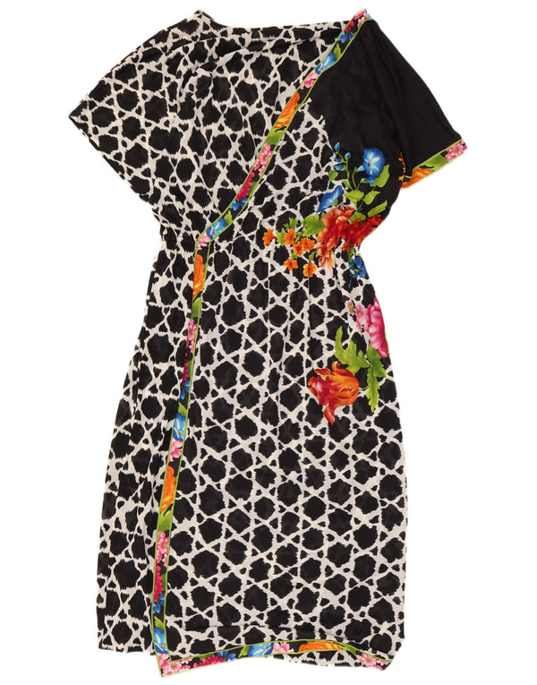 Abito tubino vintage da donna UK 14 medio floreale multicolore