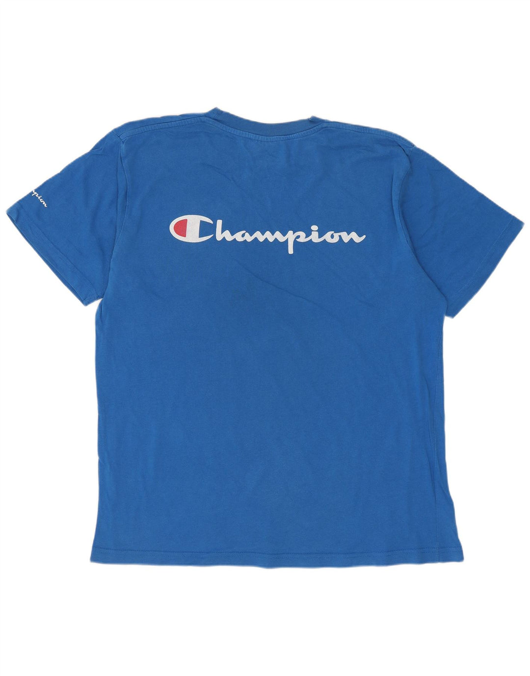 T-shirt grafica da uomo CHAMPION Top grande in cotone blu