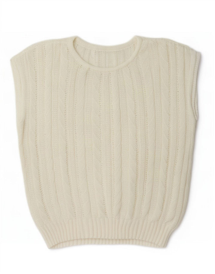 Canotta vintage da donna, taglia UK 14, media, bianco sporco