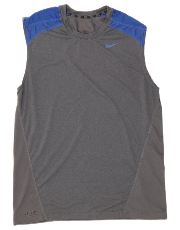 Canotta Nike Dri Fit da uomo in poliestere color block grigio medio