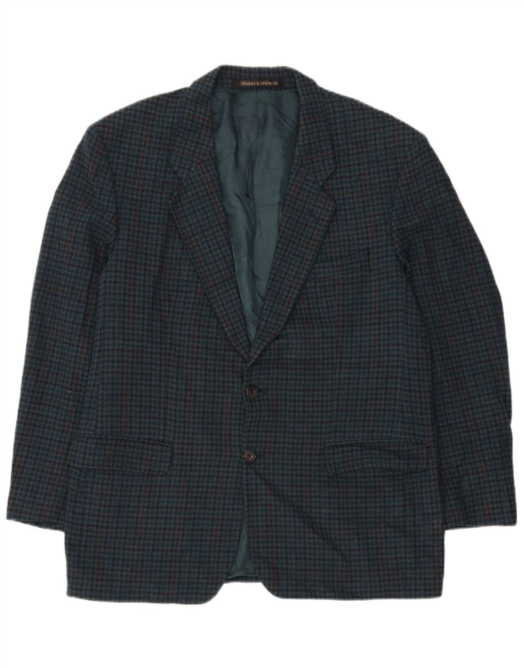 Giacca blazer da uomo Marks & Spencer St. Michael UK 44 XL verde pied de poule