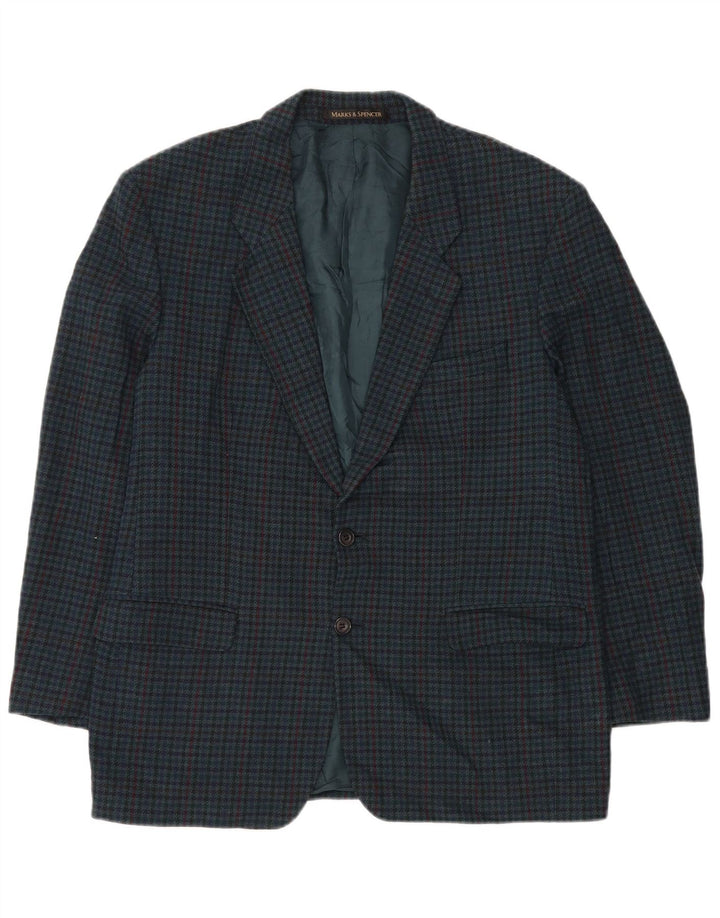 Giacca blazer da uomo Marks & Spencer St. Michael UK 44 XL verde pied de poule