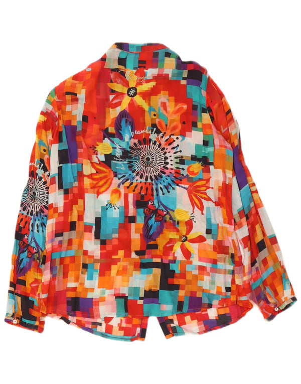 Desigual Camicia da donna con grafica, camicetta UK 12 media multicolore geometrica