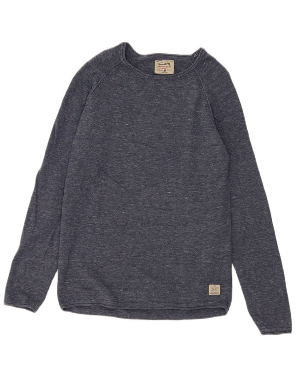 Jack & Jones Maglione da uomo con scollo a barca Maglione medio in cotone screziato blu navy