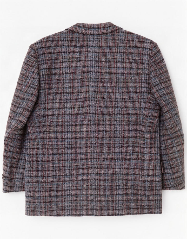 FIRMA Giacca blazer da uomo a 3 bottoni UK 40 Lana a quadri multicolore grande