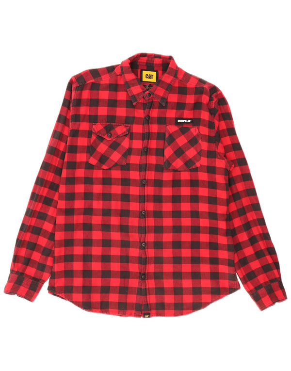 Camicia in flanella da uomo Caterpillar XL in cotone a quadretti rossi