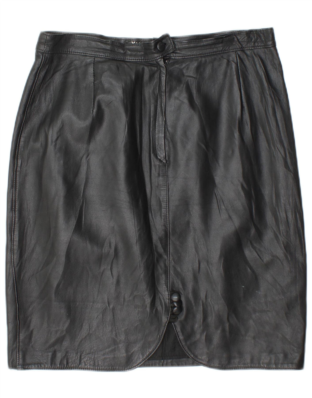 Gonna in pelle vintage da donna IT 50 XL W32 in pelle nera