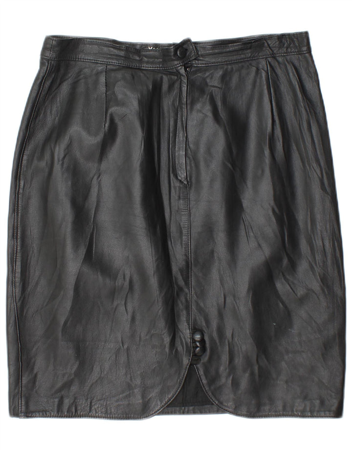 Gonna in pelle vintage da donna IT 50 XL W32 in pelle nera
