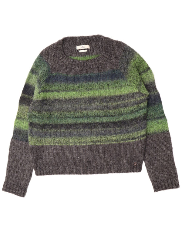 Maglione maglione girocollo da donna Replay UK 16 Acrilico a righe grandi grigie