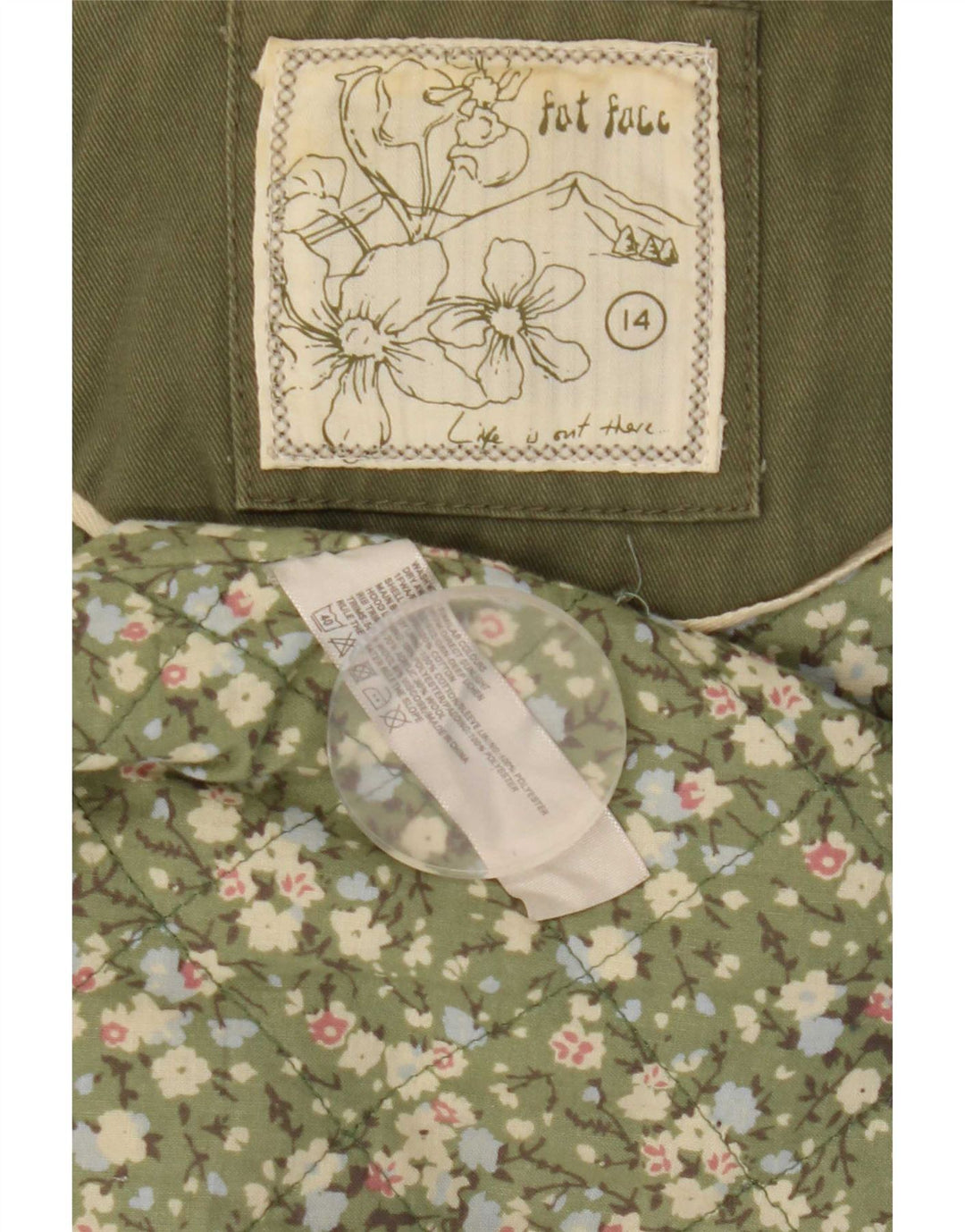 Giacca parka con cappuccio da donna Fat Face UK 14 cotone kaki medio
