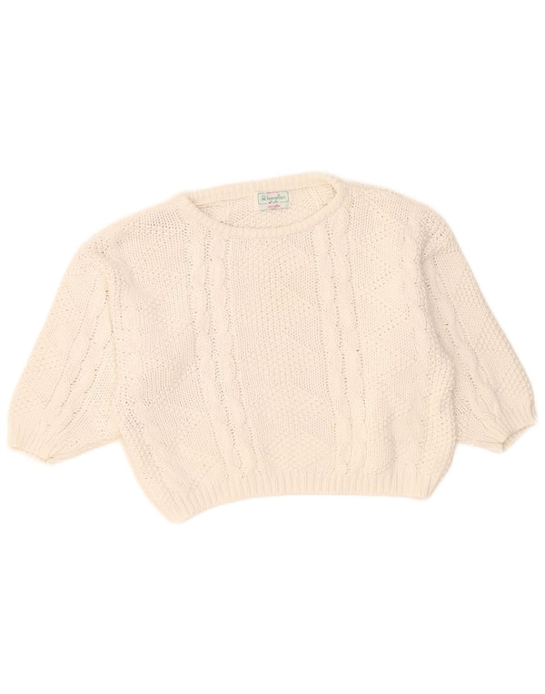 Maglione da donna con scollo a barca corto con maniche a 3/4 Benetton UK 14 Bianco medio