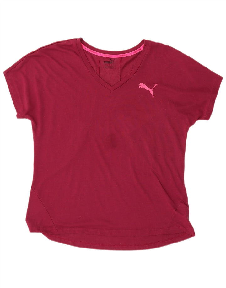 T-shirt da donna Puma UK 16 grande bordeaux in poliestere