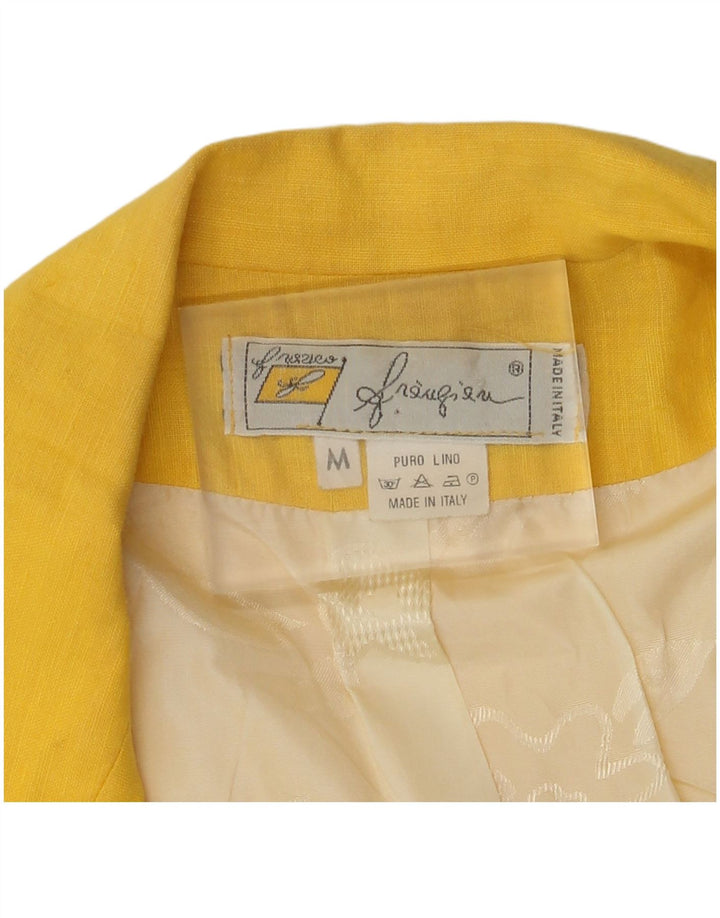 Giacca blazer vintage da donna a maniche corte a 1 bottone UK 14 giallo medio