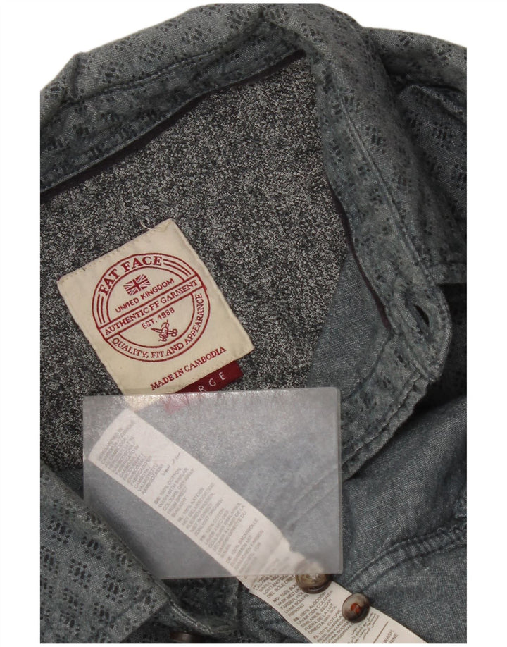 Camicia da uomo Fat Face Large in cotone geometrico grigio