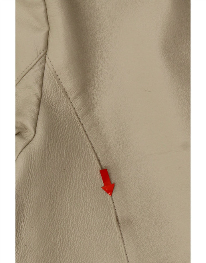 Cappotto in pelle vintage da donna UK 12 Pelle beige media