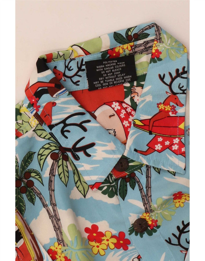 Lowes Camicia hawaiana a maniche corte da uomo, grande, in poliestere blu