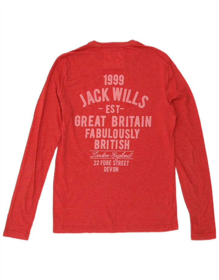 JACK WILLS Top grafico da uomo a maniche lunghe piccolo in cotone rosso